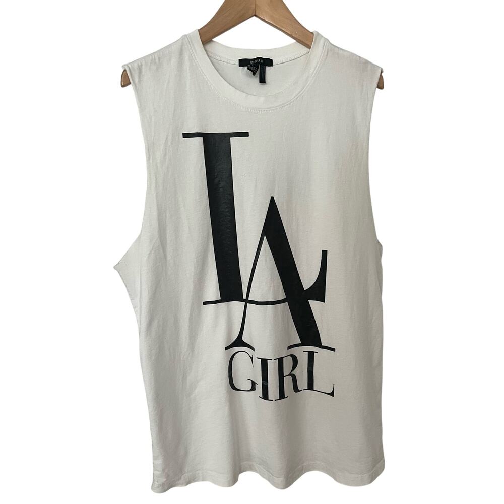 LA Girl L 100% Cotton tank top Beach Coastal Vacation Festival Made In USA Indie